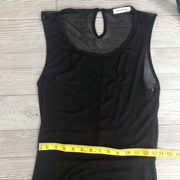 MONTEAU Black Deep-V Maxi Dress with Sheer Back - Picture 8 of 8